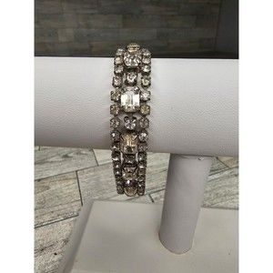 1950's-1960's Vintage Rhinestone Statement Bracelet 7"L